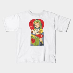 Valentine—Secret Code Space Girl Kids T-Shirt